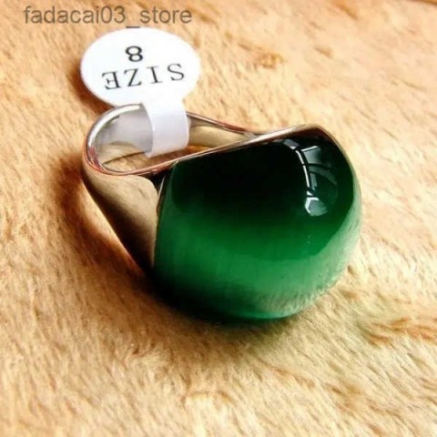 ZZLTD Women's Exaggerated Green Opal Titanium Steel Band Ring z250317
