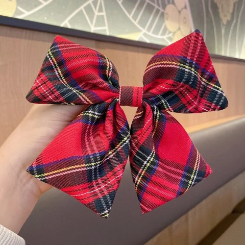 Christmas Plaid Big Bow Hair Clip Set - 30 Pieces British Style Barrettes for Girls