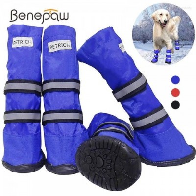 Benepaw Durable Waterproof Pet Boots - Medium to Large Size, Winter Comfort & Reflective Safety