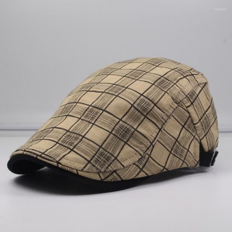 CNTANG Unisex Plaid Cotton Berets - Casual Adjustable Summer Hats
