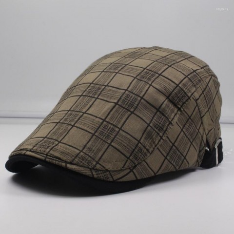 CNTANG Unisex Plaid Cotton Berets - Casual Adjustable Summer Hats