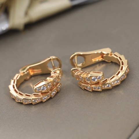 Snake Charm Stud Earrings 18K Gold Plated for Women
