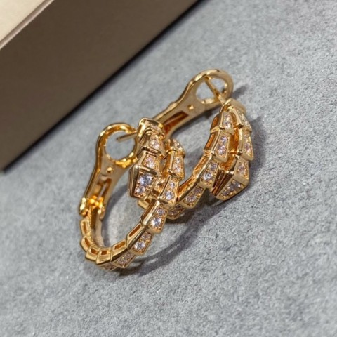 Snake Charm Stud Earrings 18K Gold Plated for Women