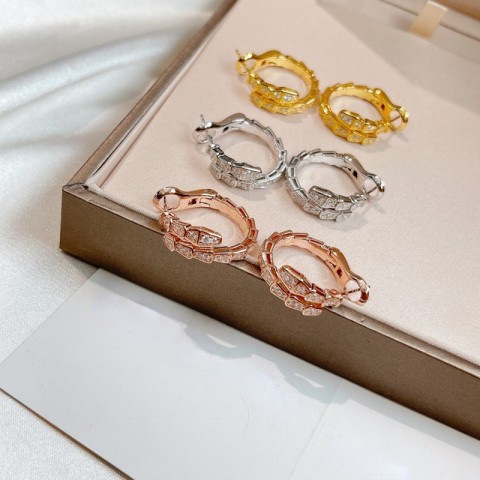 Snake Charm Stud Earrings 18K Gold Plated for Women