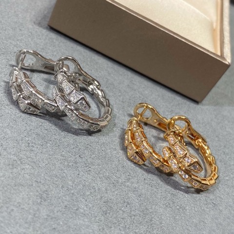 Snake Charm Stud Earrings 18K Gold Plated for Women