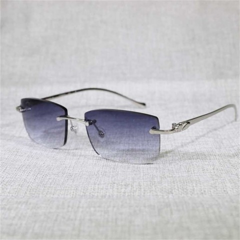 Stylish Vintage Leopard Rimless Sunglasses for Men - Clear Gradient Lenses