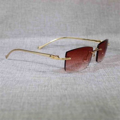 Stylish Vintage Leopard Rimless Sunglasses for Men - Clear Gradient Lenses