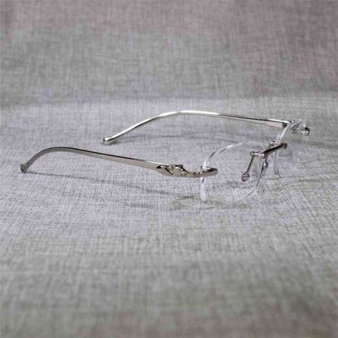 Stylish Vintage Leopard Rimless Sunglasses for Men - Clear Gradient Lenses