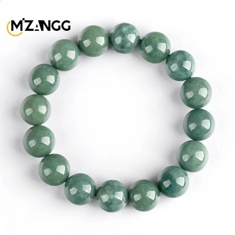 Natural A-grade Jadeite Bean Green Bracelet for Men and Women