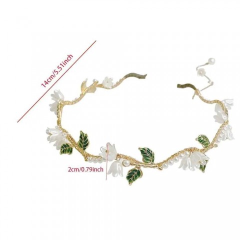 Korean Alloy Pearl Headband with Flower Beads for Women Y240909