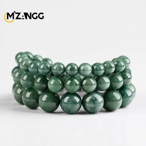 Natural A-grade Jadeite Bean Green Bracelet for Men and Women