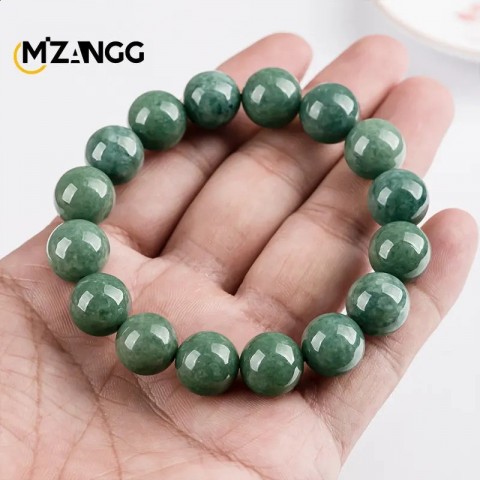 Natural A-grade Jadeite Bean Green Bracelet for Men and Women