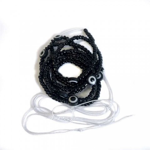 Boho Evil Eye Beaded Waist Chain for Women - Plus Size African Non-Stretch Tie-On Belly Chain