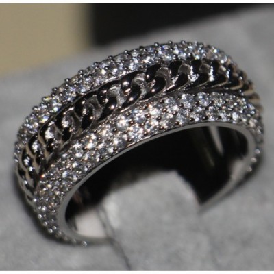 Sterg Sier Women's Rotatable Topaz & Diamond Simulated Wedding Ring Size 5-11