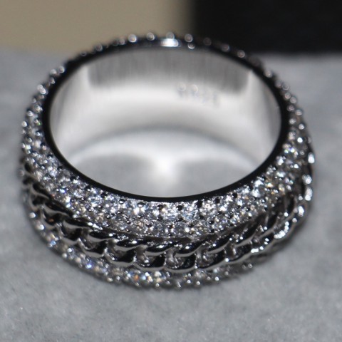 Sterg Sier Women's Rotatable Topaz & Diamond Simulated Wedding Ring Size 5-11