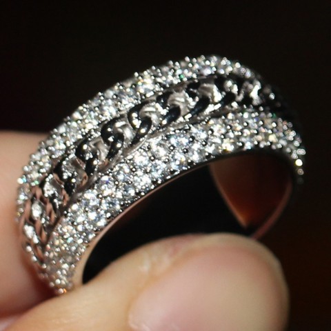 Sterg Sier Women's Rotatable Topaz & Diamond Simulated Wedding Ring Size 5-11