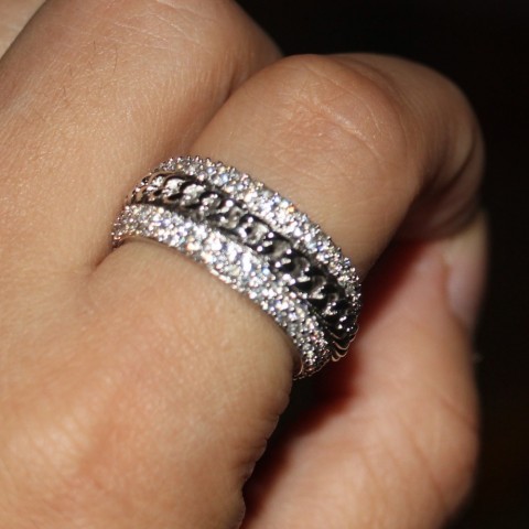 Sterg Sier Women's Rotatable Topaz & Diamond Simulated Wedding Ring Size 5-11