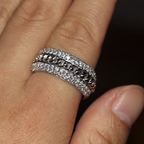 Sterg Sier Women's Rotatable Topaz & Diamond Simulated Wedding Ring Size 5-11