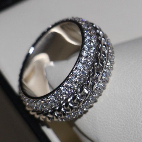 Sterg Sier Women's Rotatable Topaz & Diamond Simulated Wedding Ring Size 5-11