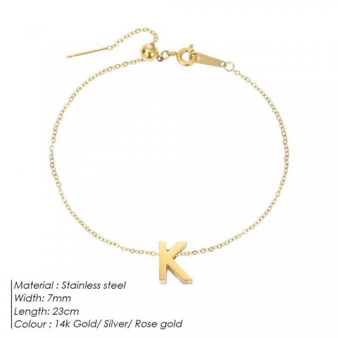 eManco Customizable Stainless Steel Initials Anklet - Unisex English Alphabet Gift W241217