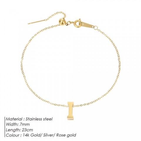 eManco Customizable Stainless Steel Initials Anklet - Unisex English Alphabet Gift W241217