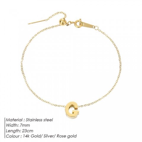 eManco Customizable Stainless Steel Initials Anklet - Unisex English Alphabet Gift W241217