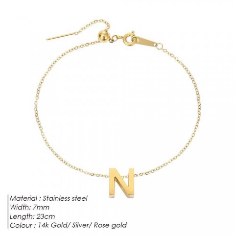 eManco Customizable Stainless Steel Initials Anklet - Unisex English Alphabet Gift W241217