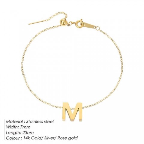 eManco Customizable Stainless Steel Initials Anklet - Unisex English Alphabet Gift W241217