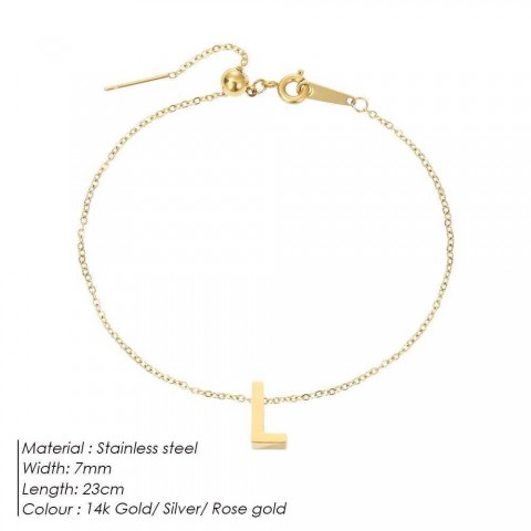 eManco Customizable Stainless Steel Initials Anklet - Unisex English Alphabet Gift W241217