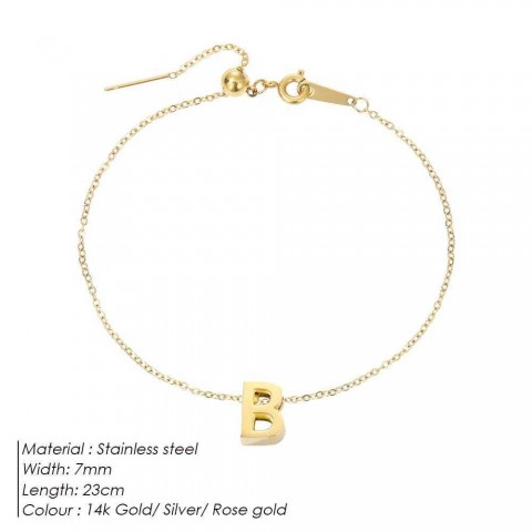 eManco Customizable Stainless Steel Initials Anklet - Unisex English Alphabet Gift W241217