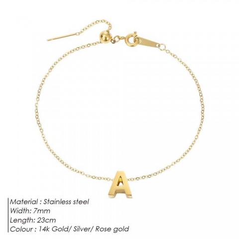 eManco Customizable Stainless Steel Initials Anklet - Unisex English Alphabet Gift W241217