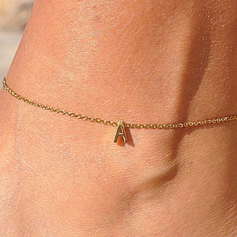 eManco Customizable Stainless Steel Initials Anklet - Unisex English Alphabet Gift W241217