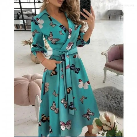 Women's Stylish Long Sleeve V-neck Blouse with Elegant Print