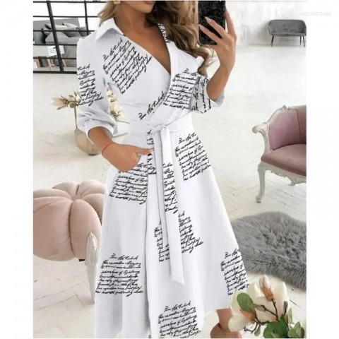 Women's Stylish Long Sleeve V-neck Blouse with Elegant Print