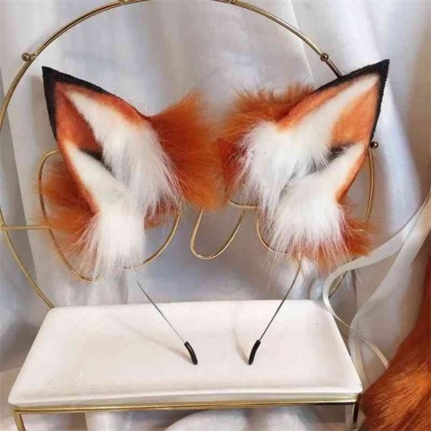 RUNSH Women's Golden Red Fox Ear Headbands for Girls - High-Quality Bohemian Hair Hoop Headwear