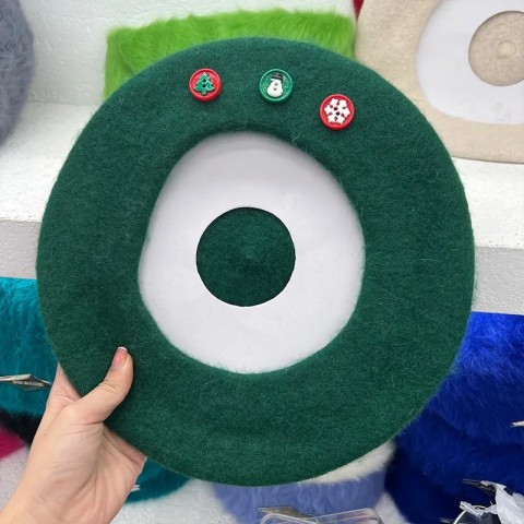 Y2K Beret Cap Women's Winter Wool Tweed Christmas Warm Fashion Party Hat 241009