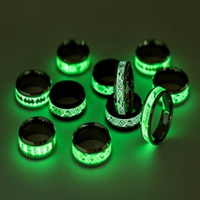 Titanium Fluorescent Dragon Heart Band Ring - Stylish Unisex Alloy Jewelry for Men Women