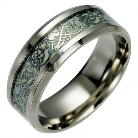 Titanium Fluorescent Dragon Heart Band Ring - Stylish Unisex Alloy Jewelry for Men Women