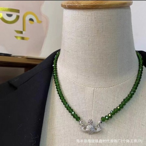 Vivienmes Women's Preppy Style Crystal Pearl Pendant Necklace & Bracelet Set