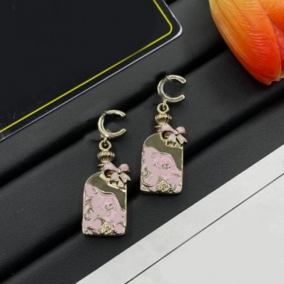Luxury Designer Pink Bow Letter Stud Earrings for Women and Men - Classic Gold and Silver Plated