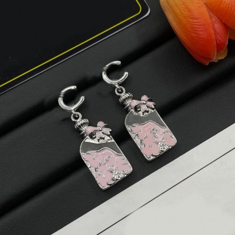 Luxury Designer Pink Bow Letter Stud Earrings for Women and Men - Classic Gold and Silver Plated