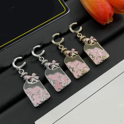 Luxury Designer Pink Bow Letter Stud Earrings for Women and Men - Classic Gold and Silver Plated