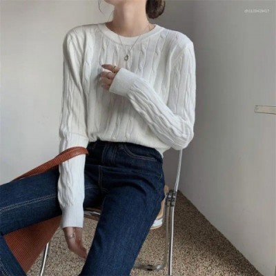 Warm Women's 2024 Autumn Winter O-Neck Knit Sweater, Slimming & Casual