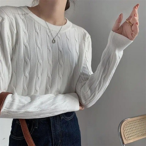 Warm Women's 2024 Autumn Winter O-Neck Knit Sweater, Slimming & Casual