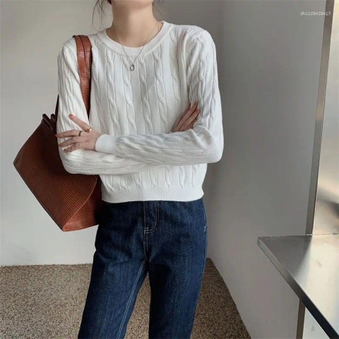 Warm Women's 2024 Autumn Winter O-Neck Knit Sweater, Slimming & Casual
