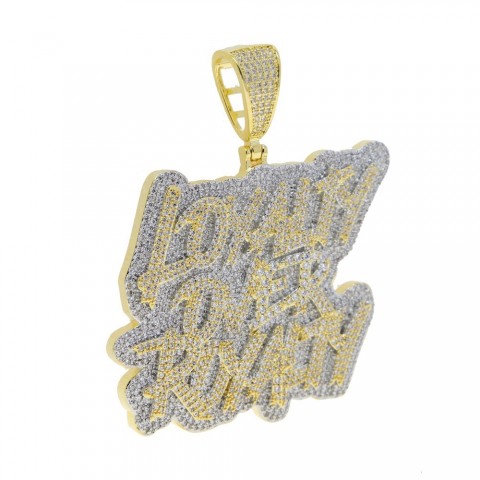Iced Out Loyalty Over Royalty CZ Pendant Necklace for Men Women