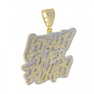 Iced Out Loyalty Over Royalty CZ Pendant Necklace for Men Women
