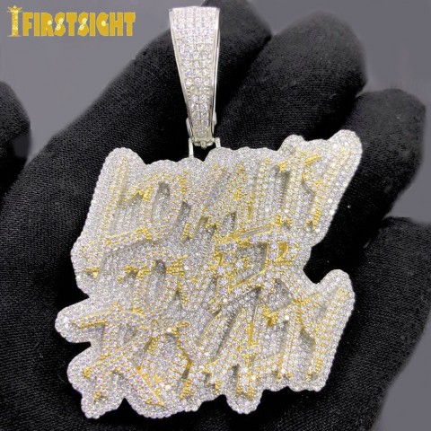 Iced Out Loyalty Over Royalty CZ Pendant Necklace for Men Women