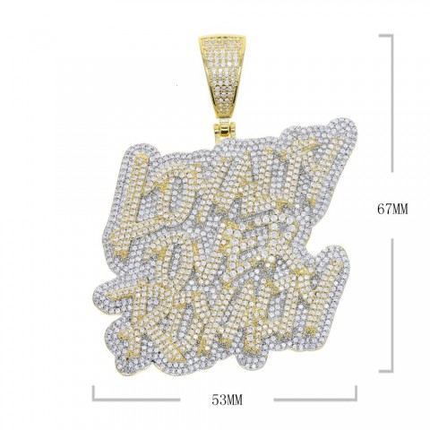 Iced Out Loyalty Over Royalty CZ Pendant Necklace for Men Women