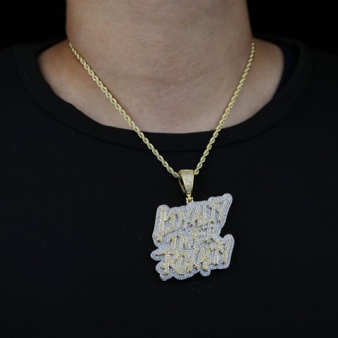 Iced Out Loyalty Over Royalty CZ Pendant Necklace for Men Women